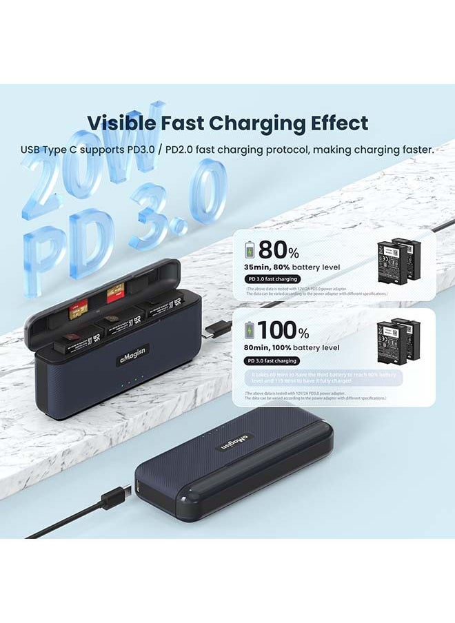 aMagisn Premium Fast-Charging Case and Charger for DJI Action 4 (Compatible with DJI Action 3) - Essential Accessories for DJI Action Cameras (Battery Not Included)