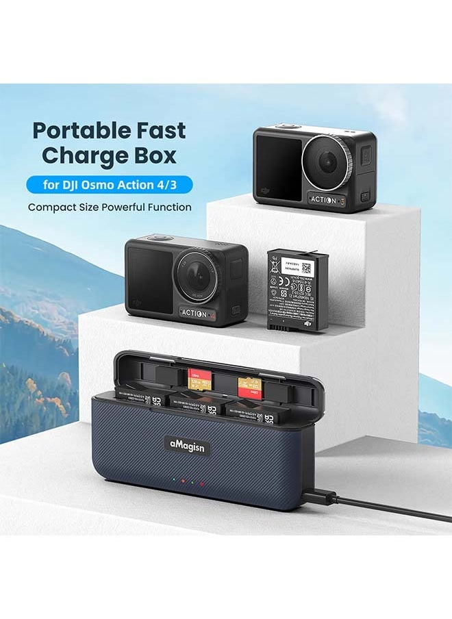 aMagisn Premium Fast-Charging Case and Charger for DJI Action 4 (Compatible with DJI Action 3) - Essential Accessories for DJI Action Cameras (Battery Not Included)