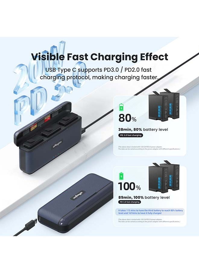 aMagisn Premium Fast-Charging Battery Case and Charger with Storage Compartment for GoPro13 (Hero13) - Essential Accessories for GoPro13 Camera (Battery Not Included)