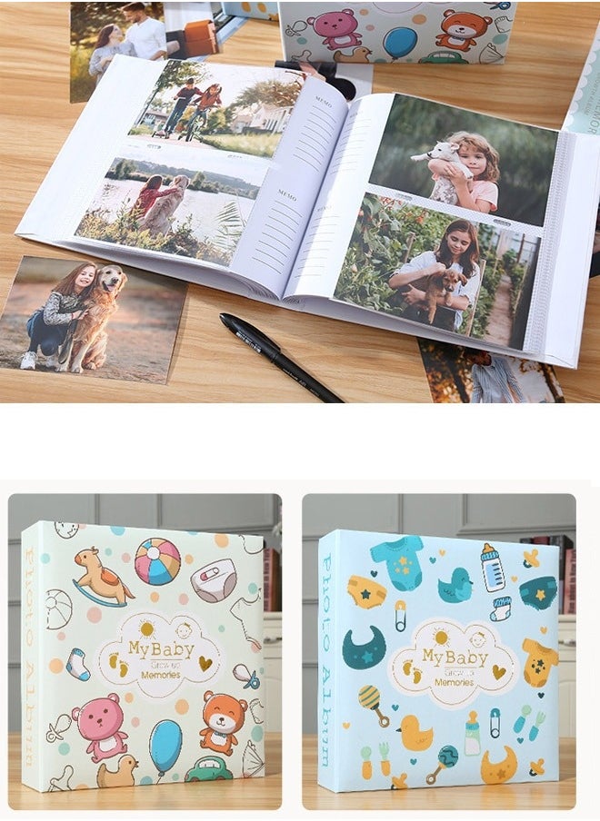 2Packs 200 Pockets Foil Stamping Photo Album for 6 Inches Photos Portable Photo Album for Baby Family Wedding Boys Girls