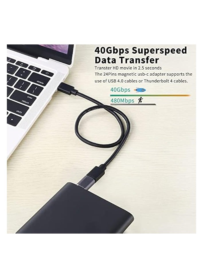 Type-C Magnetic Adapter, 2 Straight Adapters, and 2 Extra Plugs, Support Thunderbolt 4/ Usb4.0/ Pd 100w Fast Charging, Compatible with Macbook Huawei and More USB C Devices