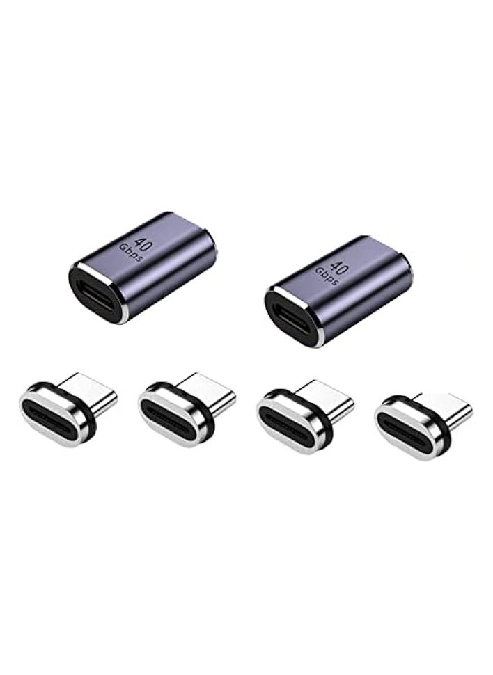 Type-C Magnetic Adapter, 2 Straight Adapters, and 2 Extra Plugs, Support Thunderbolt 4/ Usb4.0/ Pd 100w Fast Charging, Compatible with Macbook Huawei and More USB C Devices