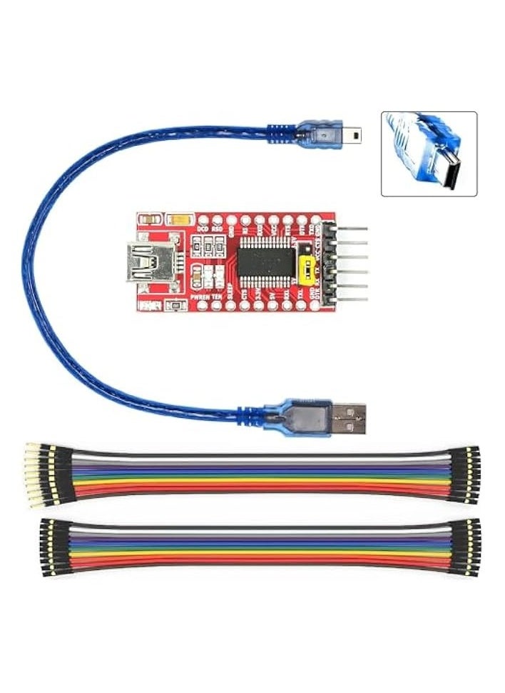 Mini USB to TTL Serial Converter Adapter, 3.3V/5.5V, FTDI Breakout Board for Arduino