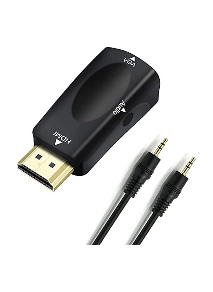 HDMI to VGA Adapter, Computer Monitor with 3.5mm Audio Jack, for Computer, Desktop, Laptop, PC, Monitor, Projector, HDTV, Chromebook (Male HDMI Input, Female VGA Output)