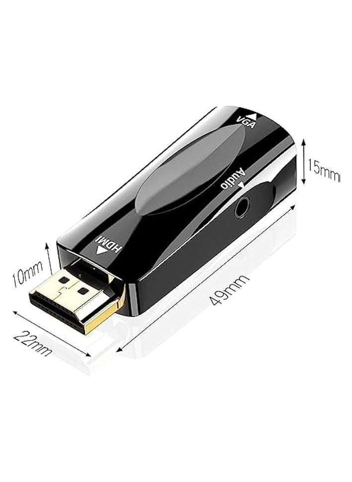 HDMI to VGA Adapter, Computer Monitor with 3.5mm Audio Jack, for Computer, Desktop, Laptop, PC, Monitor, Projector, HDTV, Chromebook (Male HDMI Input, Female VGA Output)