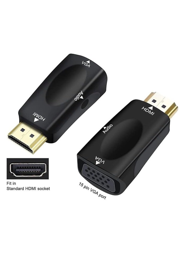 HDMI to VGA Adapter, Computer Monitor with 3.5mm Audio Jack, for Computer, Desktop, Laptop, PC, Monitor, Projector, HDTV, Chromebook (Male HDMI Input, Female VGA Output)