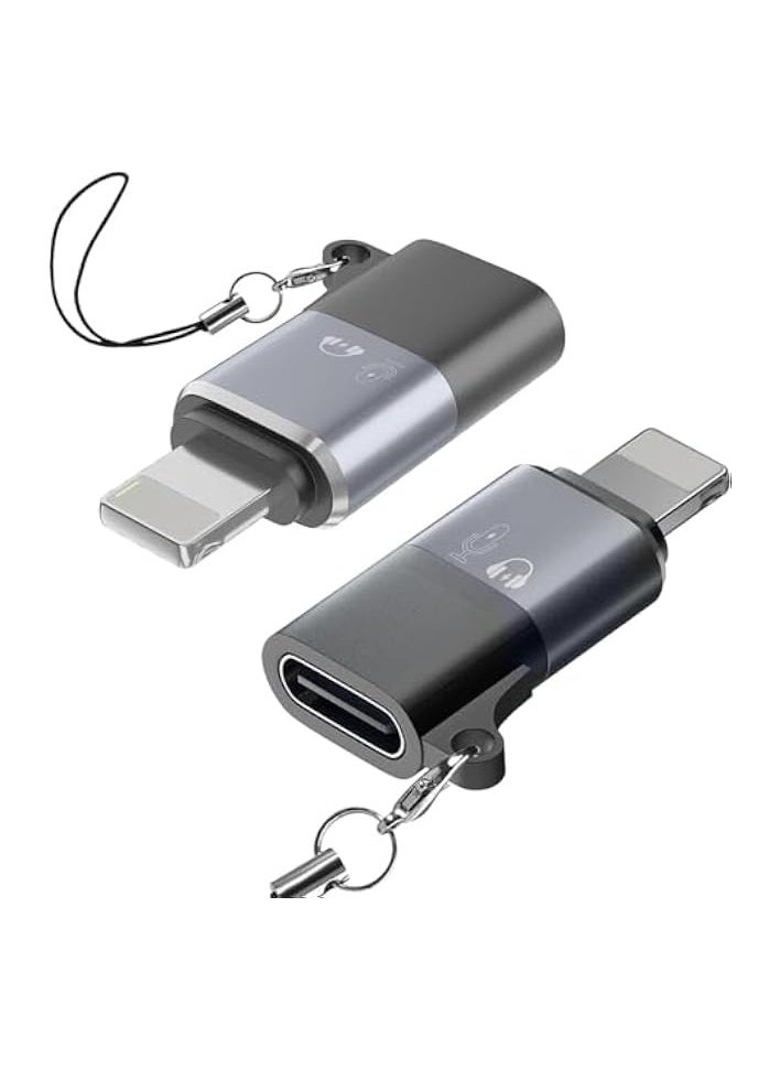 2 Pack USB C to Lightning Adapter, Lightning OTG adapter, suitable for connecting phones, tablets, USB drives, card readers, sound cards, microphones, mice, keyboards and Data Transmission