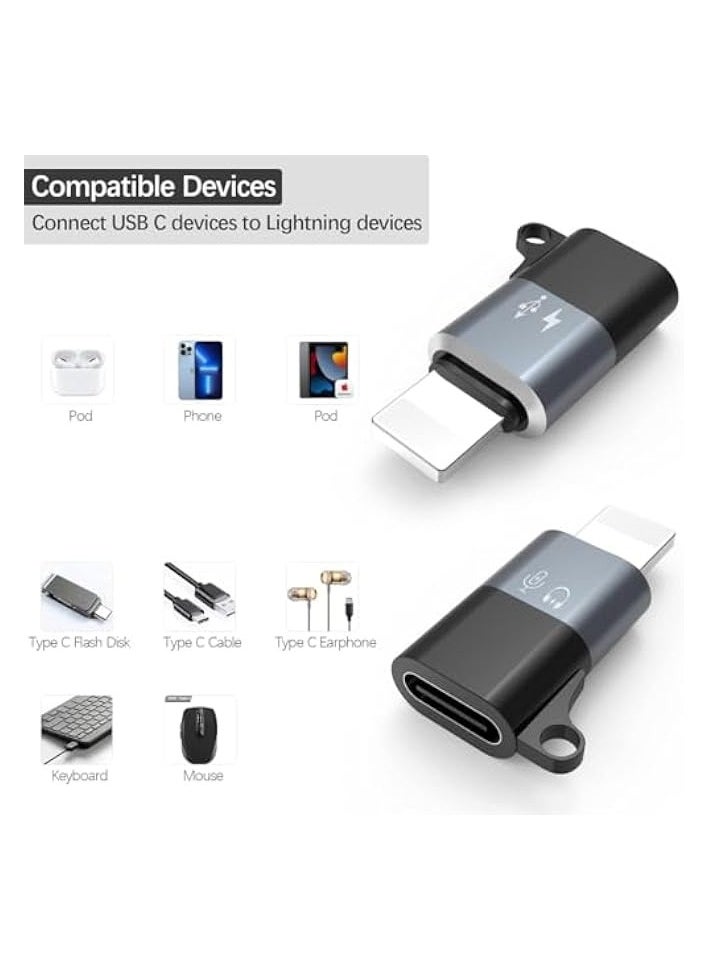 2 Pack USB C to Lightning Adapter, Lightning OTG adapter, suitable for connecting phones, tablets, USB drives, card readers, sound cards, microphones, mice, keyboards and Data Transmission