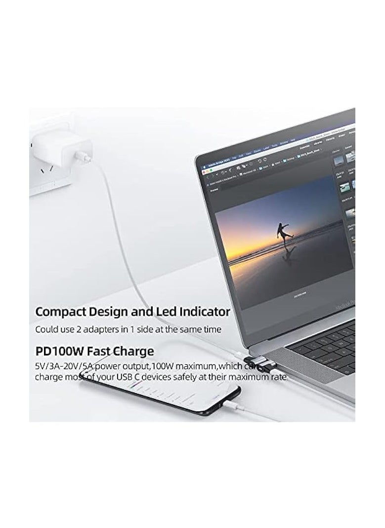 Magnetic Type-C Adapter for MacBook, Support PD 100W Fast Charging Protocol, 90 Degree Elbow Adapter, USB 3.1 4K@60hz HD Video Output, 10Gbps Extreme Speed File Transfer