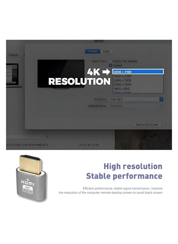 4K HDMI Dummy Plug, High Resolution Virtual Monitor Display Emulator Adapter, Supports 3840x2160@60Hz, Ideal for DDC EDID, ETH ZEC BTC Mining, 3 Pcs