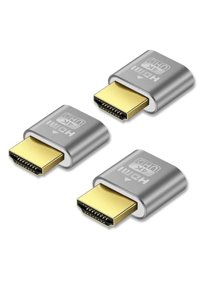 4K HDMI Dummy Plug, High Resolution Virtual Monitor Display Emulator Adapter, Supports 3840x2160@60Hz, Ideal for DDC EDID, ETH ZEC BTC Mining, 3 Pcs