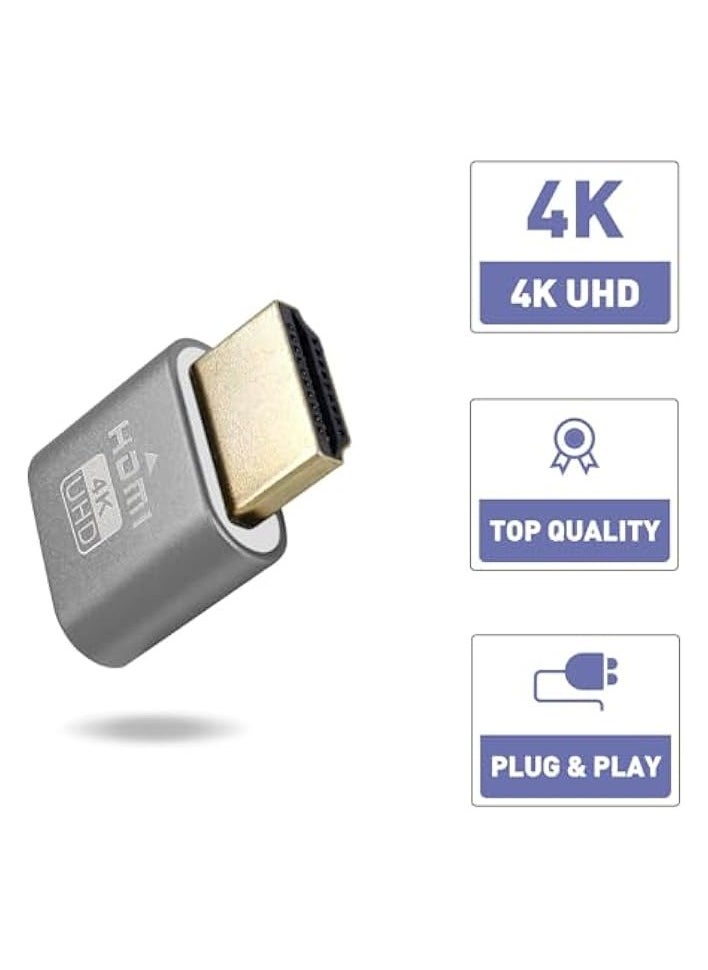 4K HDMI Dummy Plug, High Resolution Virtual Monitor Display Emulator Adapter, Supports 3840x2160@60Hz, Ideal for DDC EDID, ETH ZEC BTC Mining, 3 Pcs