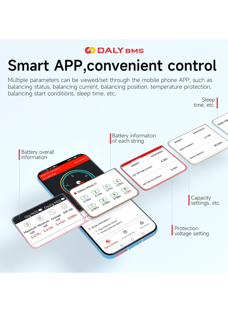 DALY Smart BMS K Series 3S-20S | Advanced Battery Management System for LiFePO4/Li-ion  Batteries | Bluetooth Enabled | Ideal for Electric Vehicles, Solar Inverters, and Energy Storage Systems