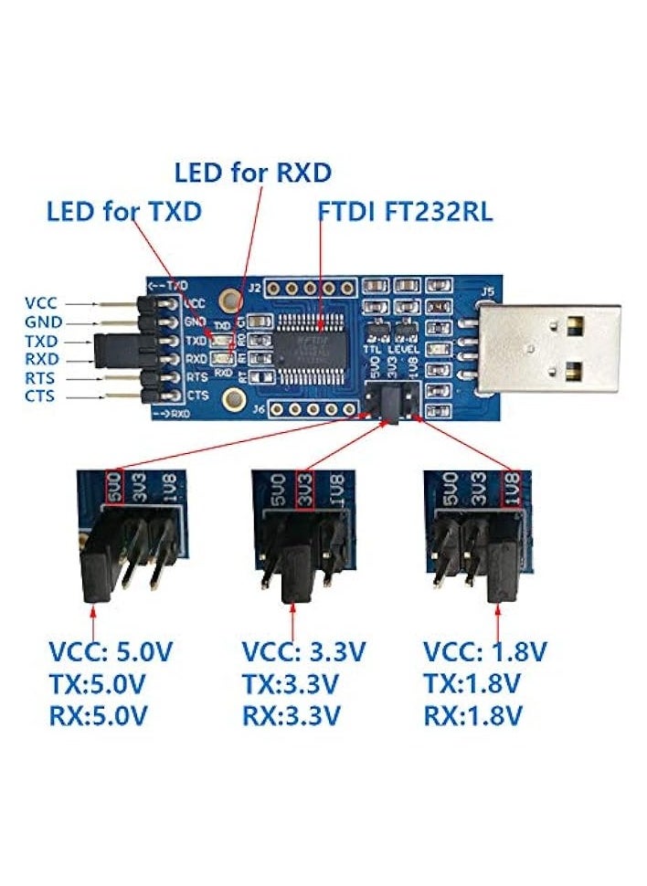 SH-U09C2 USB to TTL Adapter Built-in FTDI FT232RL IC for Debugging and Programming