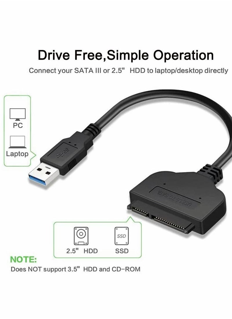 USB Cable to SATA 3.0 III Hard Drive Adapter for USB1.0/USB1.1/USB2.0 and 2.5 inch SATA/SATA2.0/SATA3.0 Disk Support SSD & HDD Data Transfer UASP