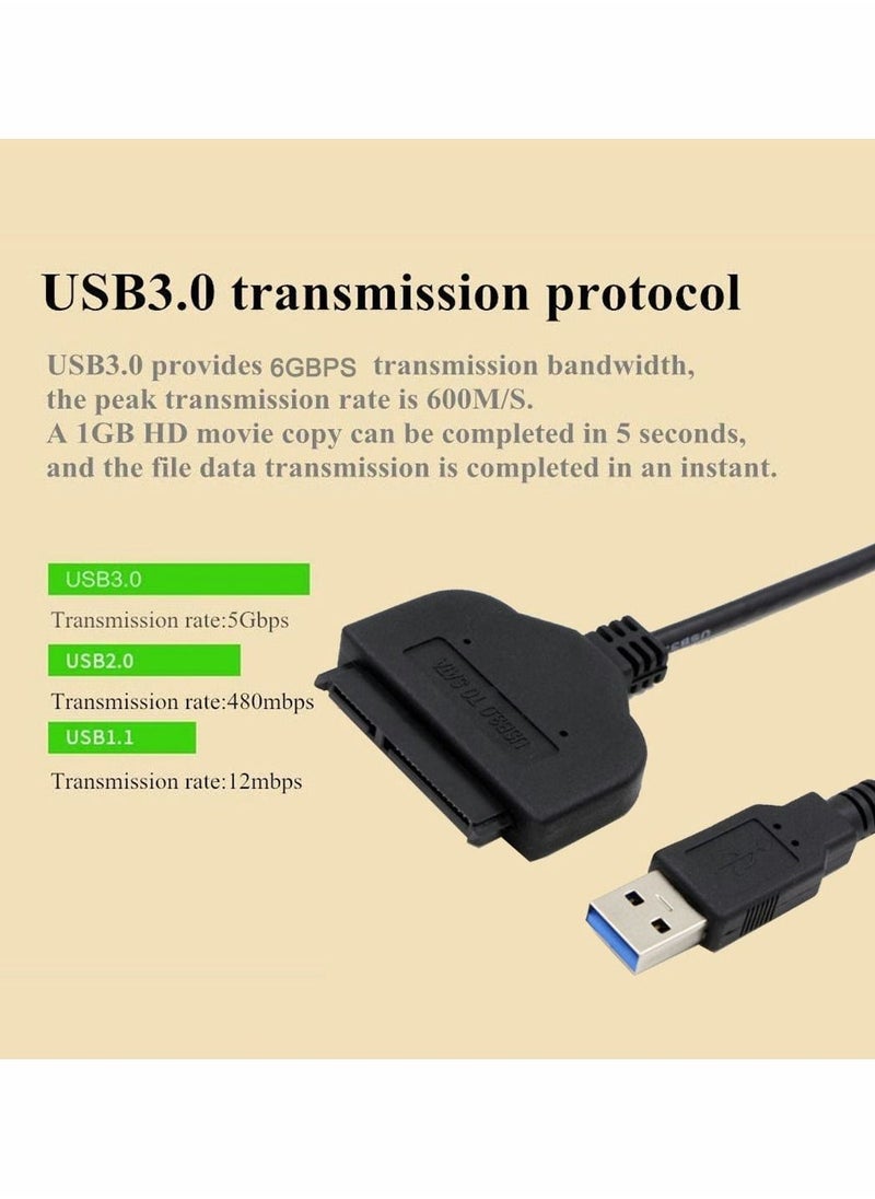 USB Cable to SATA 3.0 III Hard Drive Adapter for USB1.0/USB1.1/USB2.0 and 2.5 inch SATA/SATA2.0/SATA3.0 Disk Support SSD & HDD Data Transfer UASP