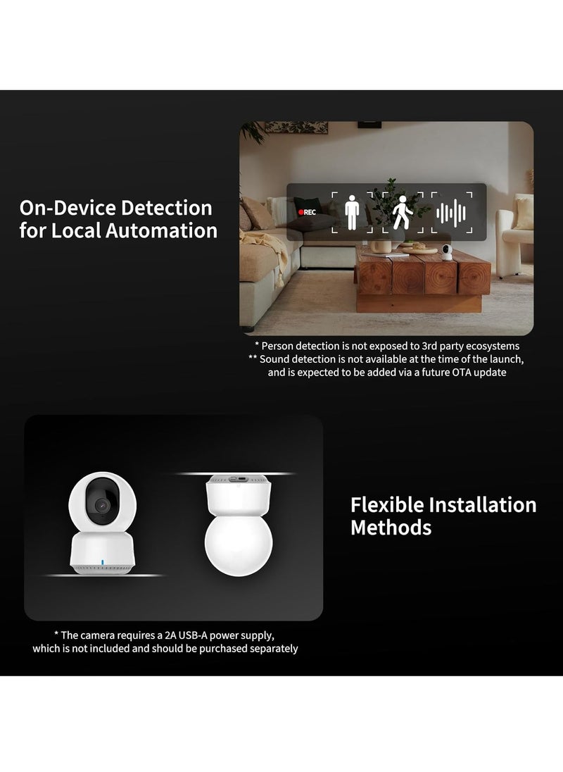 Aqara 2K Indoor Security Camera E1,HomeKit Secure Video Indoor Camera,Two-Way Audio,Night Vision,Person Tracking,Wi-Fi 6,Supports HomeKit, Alexa and IFTTT-Global version White