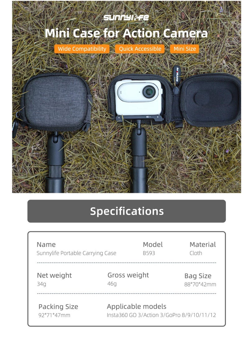 Portable Carrying Case Hard EVA Travel Storage Bag, Compatible with Insta360 GO 3, DJI Action 3, GoPro 8,9,10,11,12 Action Cameras