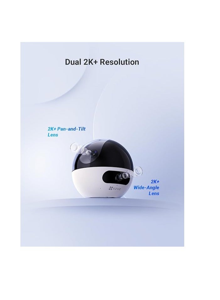 C7 Dual-Lens 2K+ Pan & Tilt Wi-Fi Camera, 2560x1440 Resolution, AI-Powered Human & Pet Detection, 2.8mm Fixed & 6mm PT Lenses (108° & 60° View Angles), 10m IR Night Vision, H.265 Video Compression, Dual-Band Wi-Fi, Smart Motion Detection, Patrol Mode, MicroSD Support (Up to 512GB), EZVIZ Cloud Storage, Type-C Power, IP65 Weatherproof, Google Assistant & Alexa Integration, Bluetooth Pairing, Easy Setup with EZVIZ App