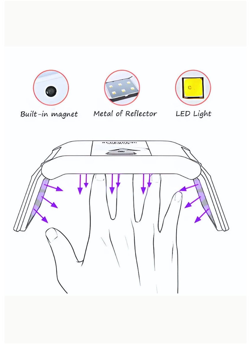 LED Nail Dryer 24W Gel Polish Curing Lamp Portable Foldable 12 Beads UV Light Finger Toe Nail Art Accessories Creamy White