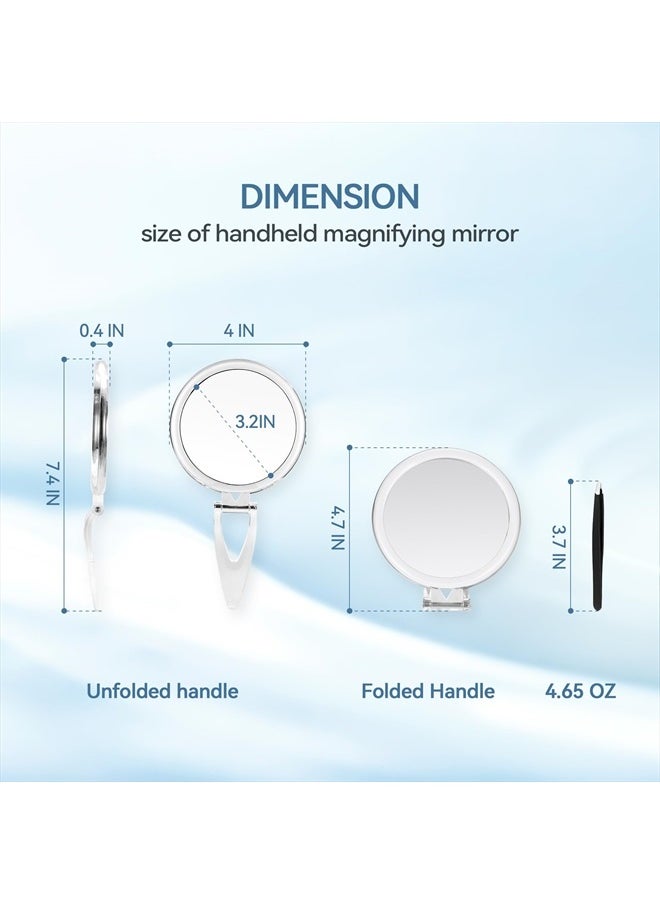 30X Magnifying Mirror, Magnifying Mirror with Stand and Tweezers, Handheld Mirror with 30X/1X Magnification, Compact Mirror for Traveling, 30X Makeup Mirror for Pluck Eyebrows