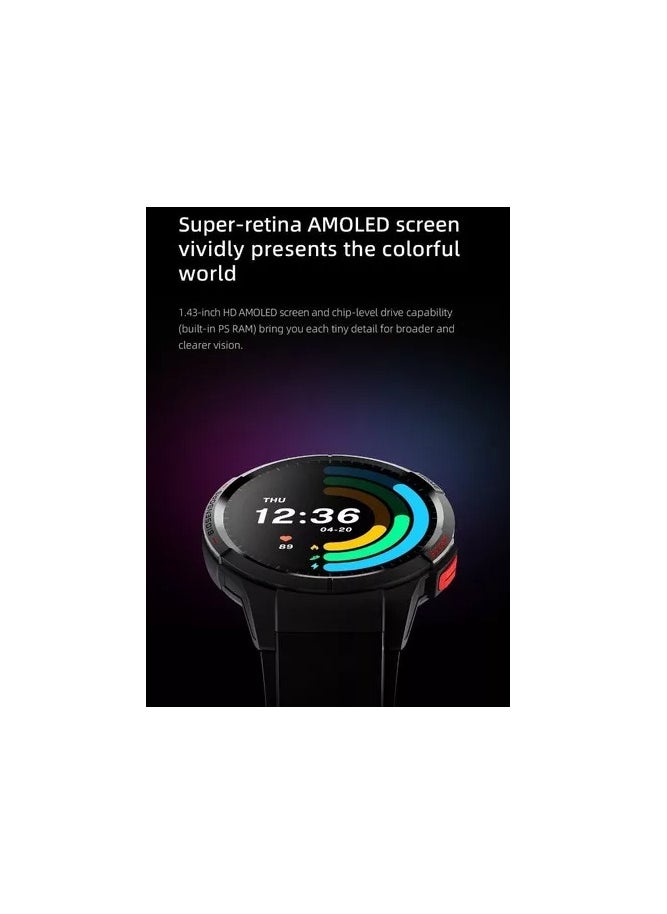 GS Smartwatch GPS Sports Watch 1.43'' AMOLED HD Display, 24-day Ultra-long Battery Life, 70 Sports Modes