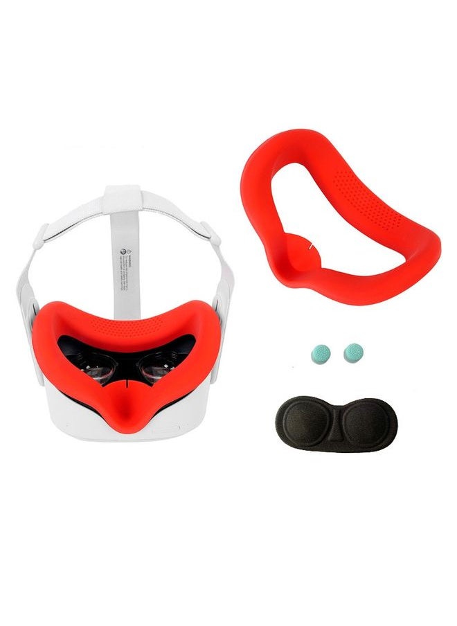 JD-391215 Suitable for Oculus Quest2 Generation VR Eye Mask Silicone Cover + Lens Cover Set(Red)