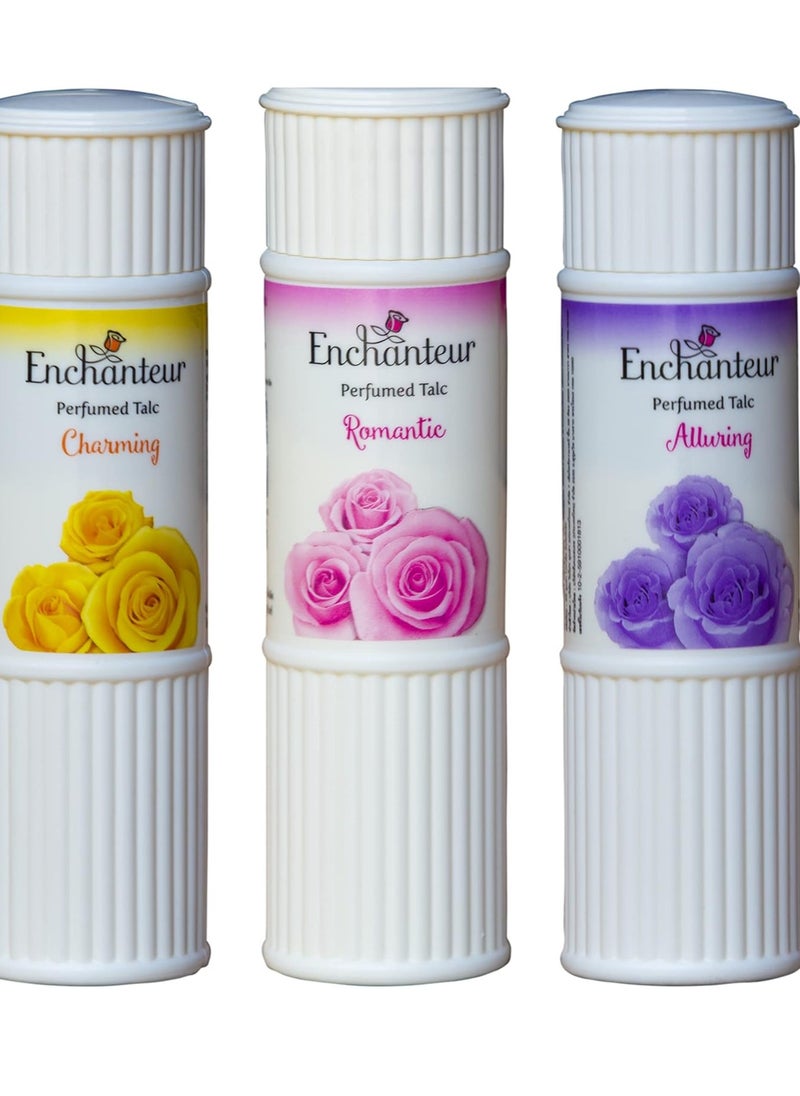 Perfumed Body Talcum Powder Charming, Romantic & Alluring Scent (Pack of 3 X 100 g.) by Enchanteur