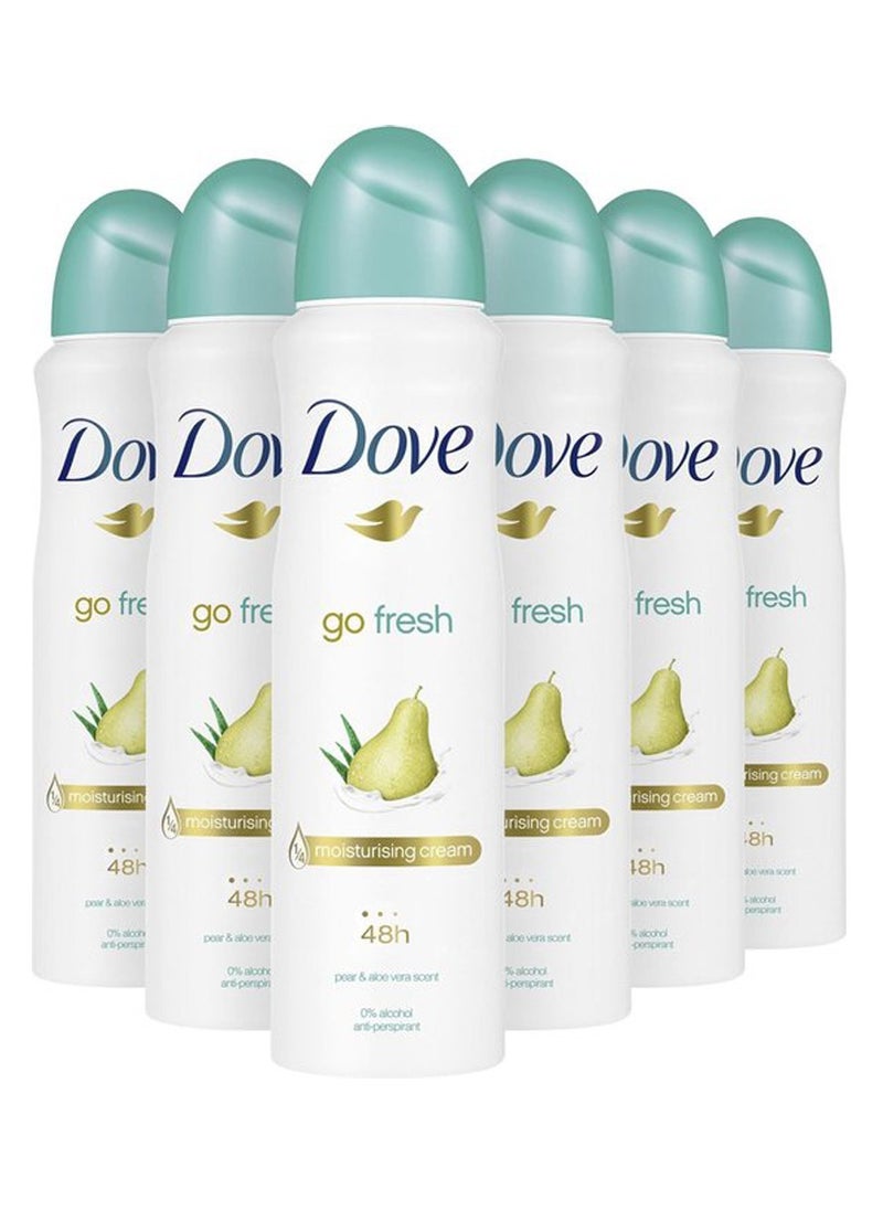 Go Fresh Pear and Aloe Vera Scent Deodorant Spray 150ml Pack of 6