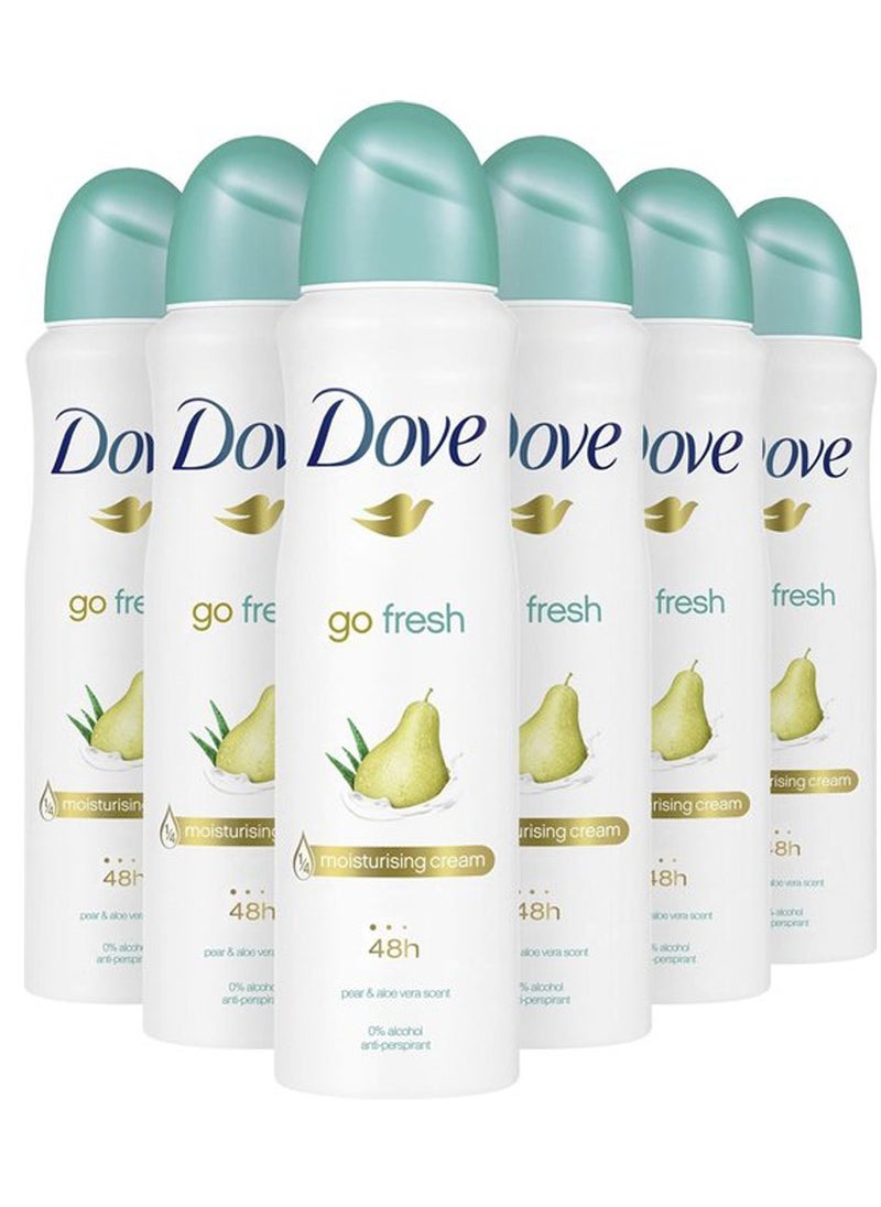 Go Fresh Pear and Aloe Vera Scent Deodorant Spray 150ml Pack of 6