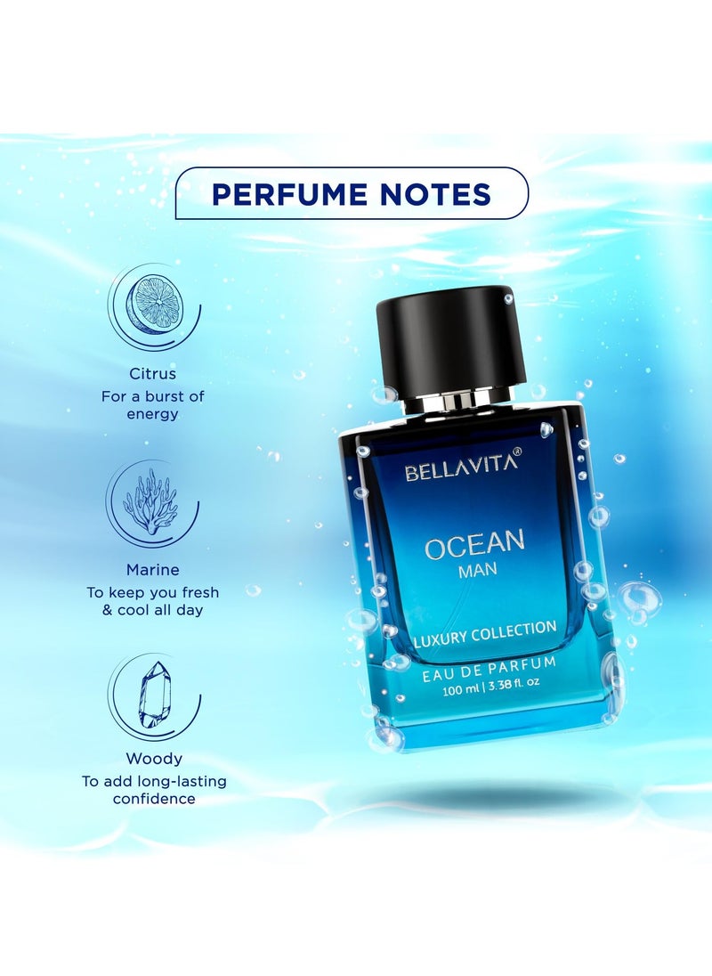 OCEAN Eau De Parfum for Men (3.48 fl. oz.) | Aquatic Perfume for Men | Notes: Aqueous, Fresh, Orchid, Floral | Family: Citrus, Marine, Woody | Vegan & cruelty free