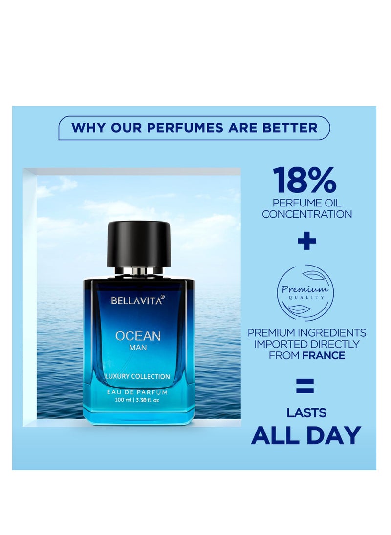 OCEAN Eau De Parfum for Men (3.48 fl. oz.) | Aquatic Perfume for Men | Notes: Aqueous, Fresh, Orchid, Floral | Family: Citrus, Marine, Woody | Vegan & cruelty free