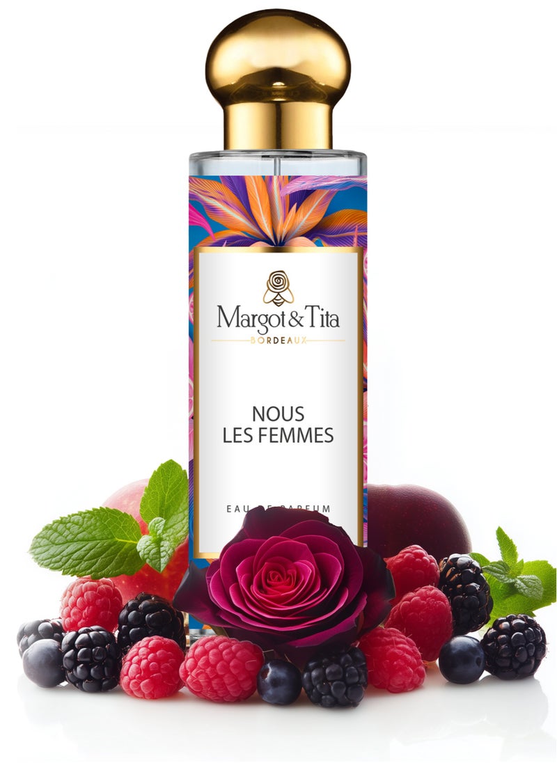 Perfume From France 50ml - Nous Les Femmes - Fruity Scent with Passion Fruit and Blackcurrant - Long Lasting Fragrance with Rose, Jasmine and Vanilla - Luxury Perfume for Women