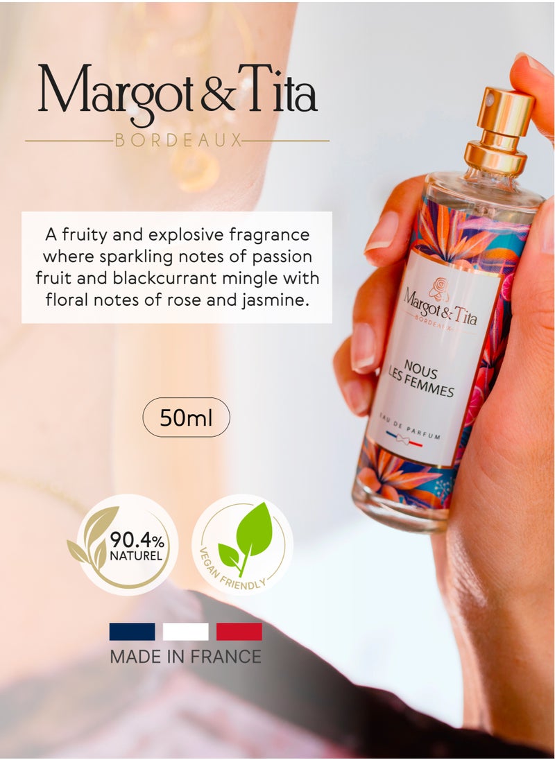 Perfume From France 50ml - Nous Les Femmes - Fruity Scent with Passion Fruit and Blackcurrant - Long Lasting Fragrance with Rose, Jasmine and Vanilla - Luxury Perfume for Women