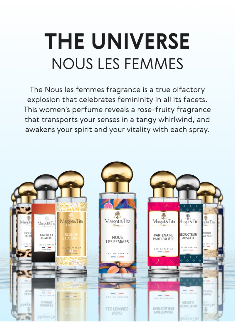 Perfume From France 30ml - Nous Les Femmes - Fruity and Explosive Scent with Passion Fruit, Rose and Jasmine - Long Lasting Fragrance with Musk and Sandalwood - Luxury Perfume for Women