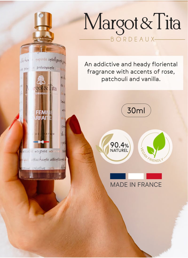 Perfume From France 30ml - La Femme Parfaite - Addictive Scent with Lychee, Rose and Vanilla - Long Lasting Fragrance with Patchouli and Musk - Luxury Perfume for Women