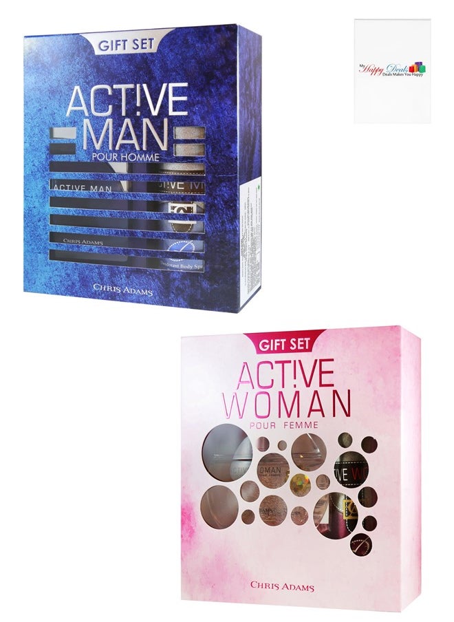 Chris Adams Active Man and Woman Fragrance Gift Set Premium Eau de Parfum and Body Spray Ideal Gifting for Couple