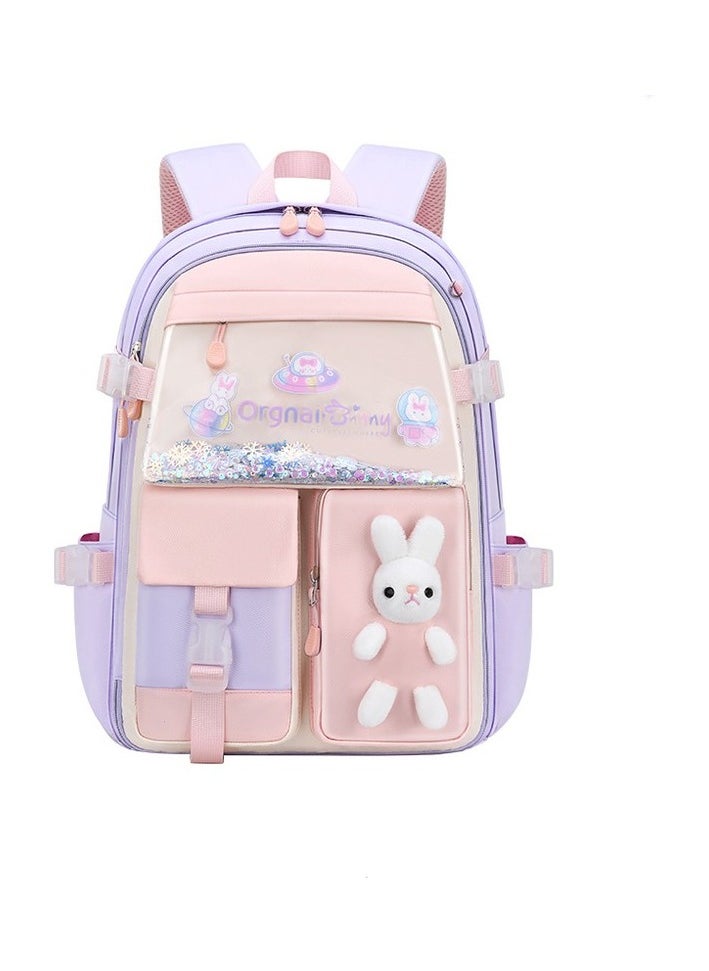 Girl Dekompression Water Resistant Large Capacity Colour:Light purple Type:school bag