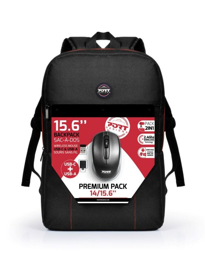 Premium 14/15.6″ Laptop Backpack with Wireless Mouse, Black | 501901