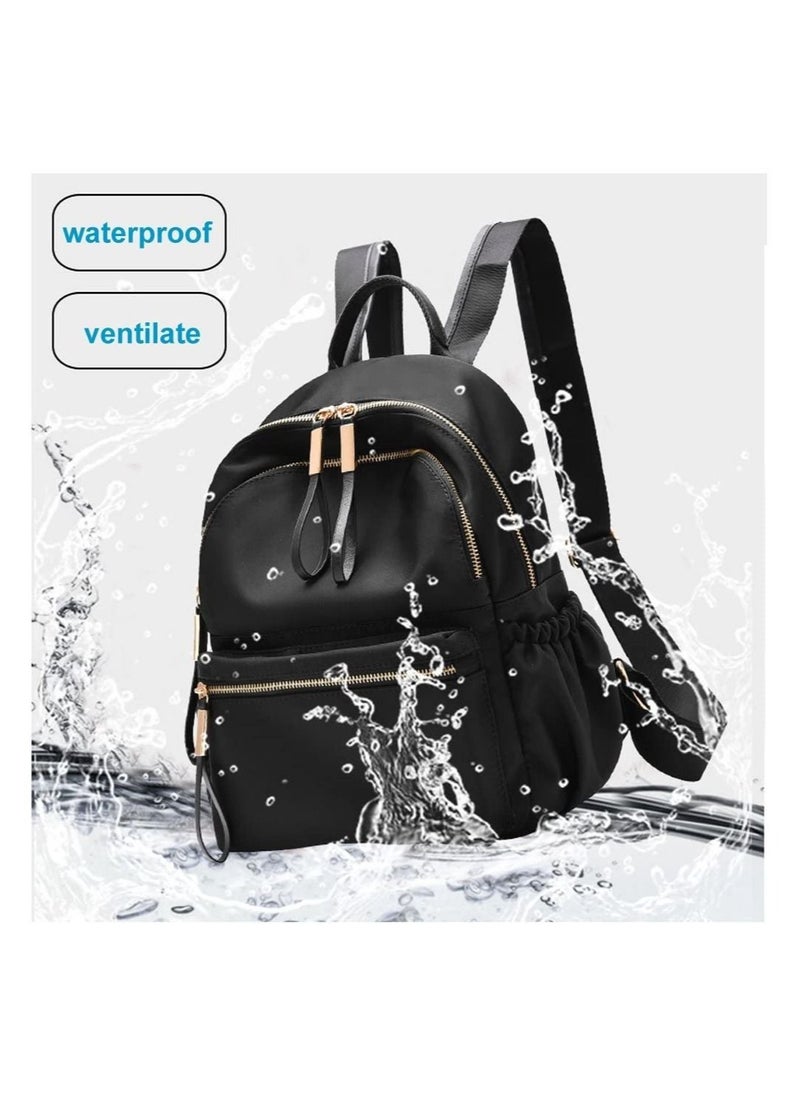 Waterproof Oxford Small Backpack Purse for Women School Bag Girls, Mini Adult Kids Travel, Ladies Fashion Designer Rucksack Convertible Travel Shoulder (Black)