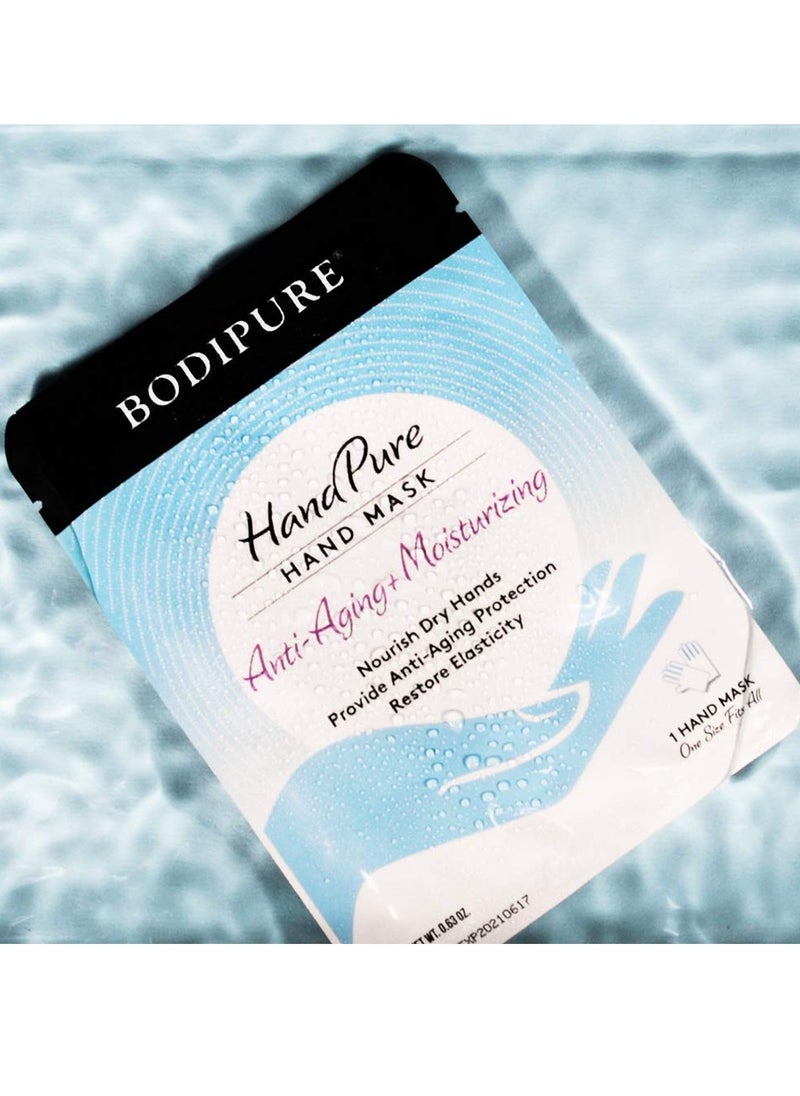 Bodipure HandPure Hand Mask - Intensive Repairing Treatment for Dry Cracked Hands - Anti-aging Moisturizing Gloves - Repairs Rough and Extra Dry Hands, For Women and Men - 12 Pack