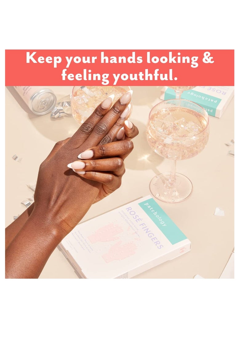 Patchology Rose Fingers Renewing Hand Mask - Strawberry Scented Moisturizing Gloves, Hand Masks for Dry & Cracked Hands, Shea Butter Repairing Hand Masks, Baby Soft Skin Care - 1 Pair
