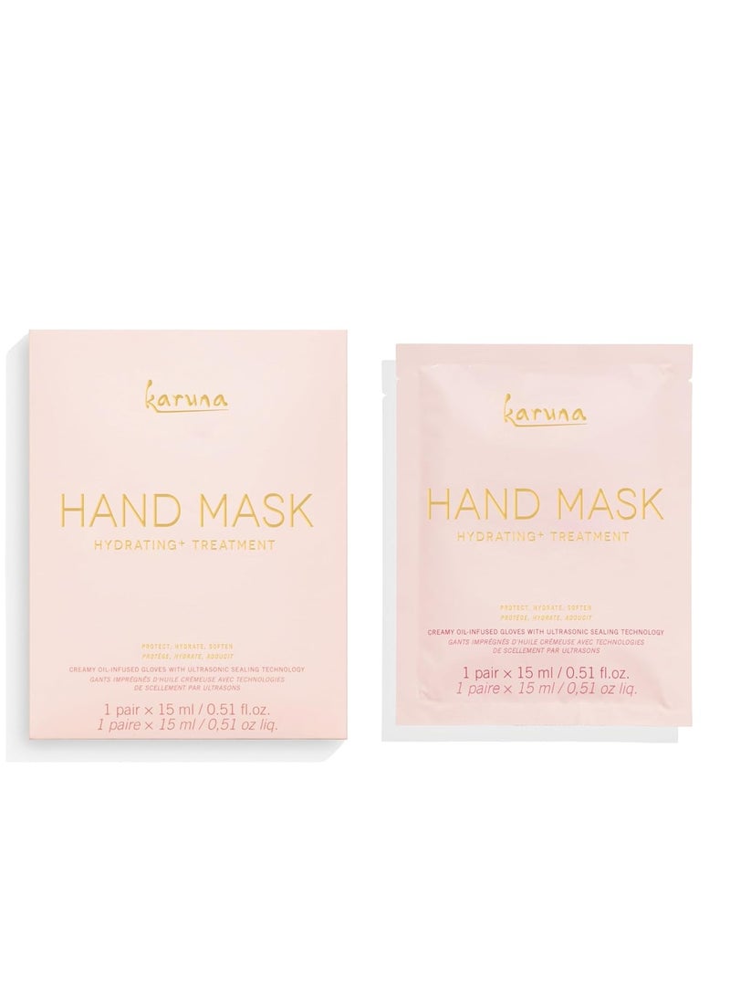 Karuna Hydrating+ Hand Sheet Mask, Creamy Oil-Infused Hand Mask with Camellia Flower, Soothe & Moisturize Dry Hands, Reformulated - 1 Count