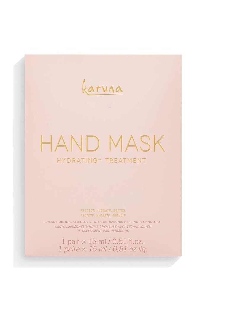 Karuna Hydrating+ Hand Sheet Mask, Creamy Oil-Infused Hand Mask with Camellia Flower, Soothe & Moisturize Dry Hands, Reformulated - 1 Count