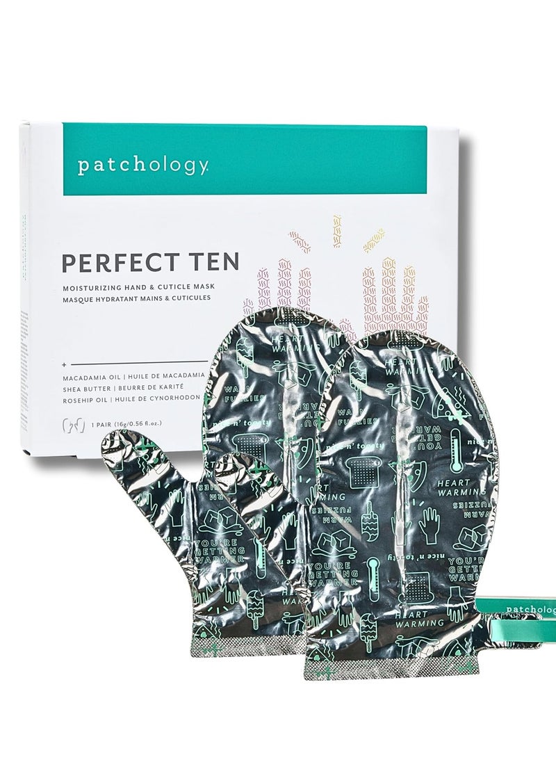 Patchology Perfect Ten Hand & Cuticle Mask with Shea Butter, Coconut Oil, Vitamin E and Soothing Fruit Extracts for Dry Skin
