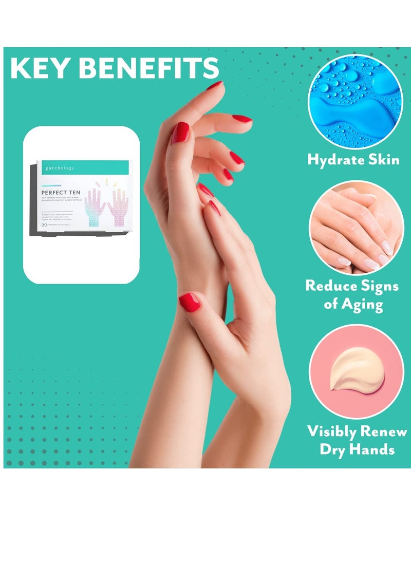 Patchology Perfect Ten Hand & Cuticle Mask with Shea Butter, Coconut Oil, Vitamin E and Soothing Fruit Extracts for Dry Skin