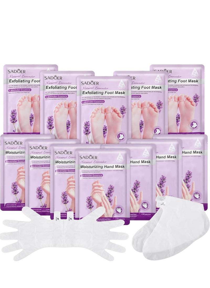 24 Pcs Moisturizing Hand and Foot Masks Hydrating Gloves Socks Masks for Dry Foot Hand Skin Gift for Women Men Soft Smooth Touch Thanksgiving Christmas Gift (Purple,Lavender)