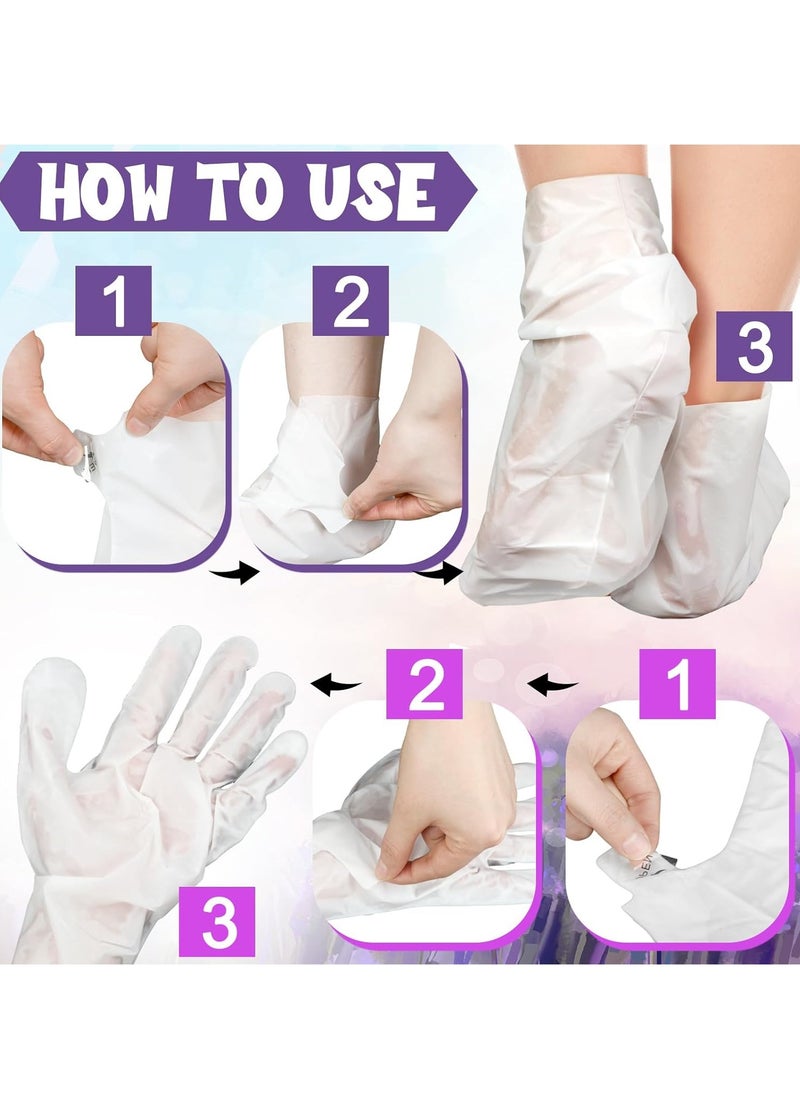 24 Pcs Moisturizing Hand and Foot Masks Hydrating Gloves Socks Masks for Dry Foot Hand Skin Gift for Women Men Soft Smooth Touch Thanksgiving Christmas Gift (Purple,Lavender)