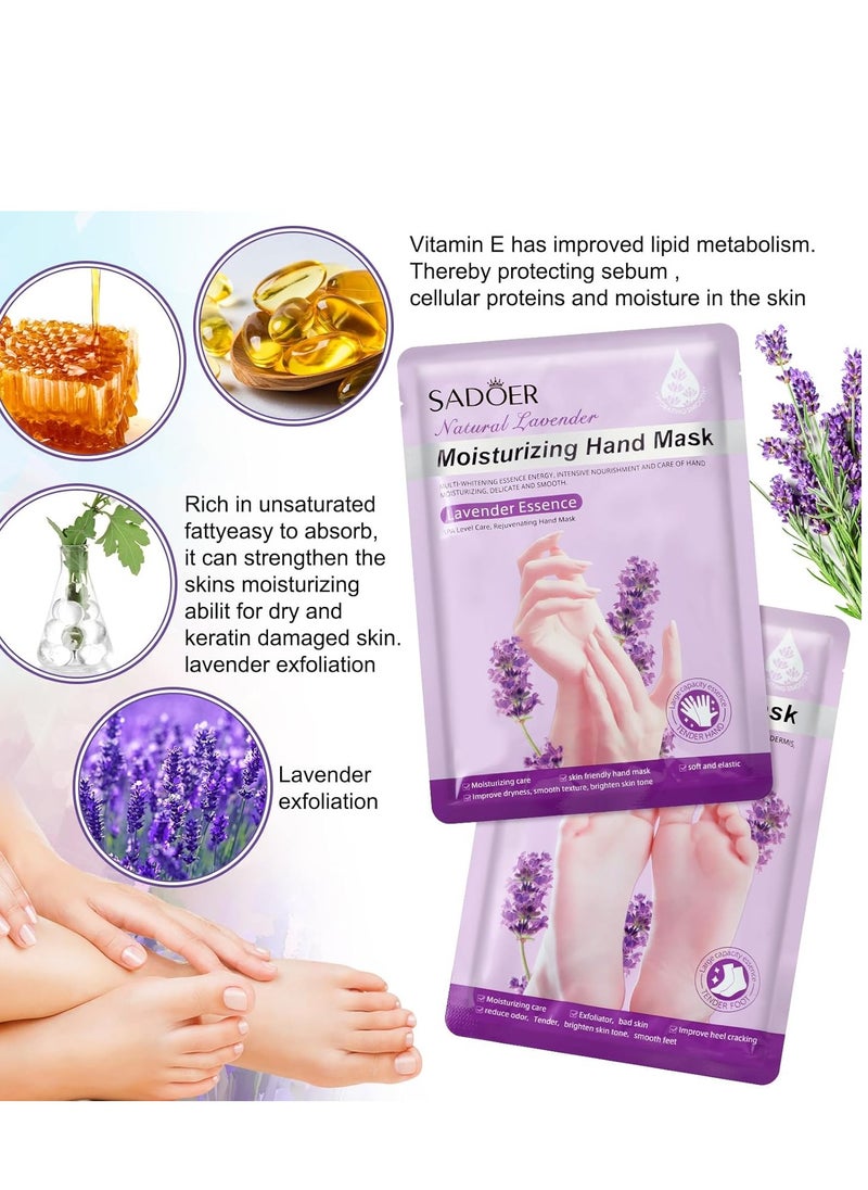 24 Pcs Moisturizing Hand and Foot Masks Hydrating Gloves Socks Masks for Dry Foot Hand Skin Gift for Women Men Soft Smooth Touch Thanksgiving Christmas Gift (Purple,Lavender)