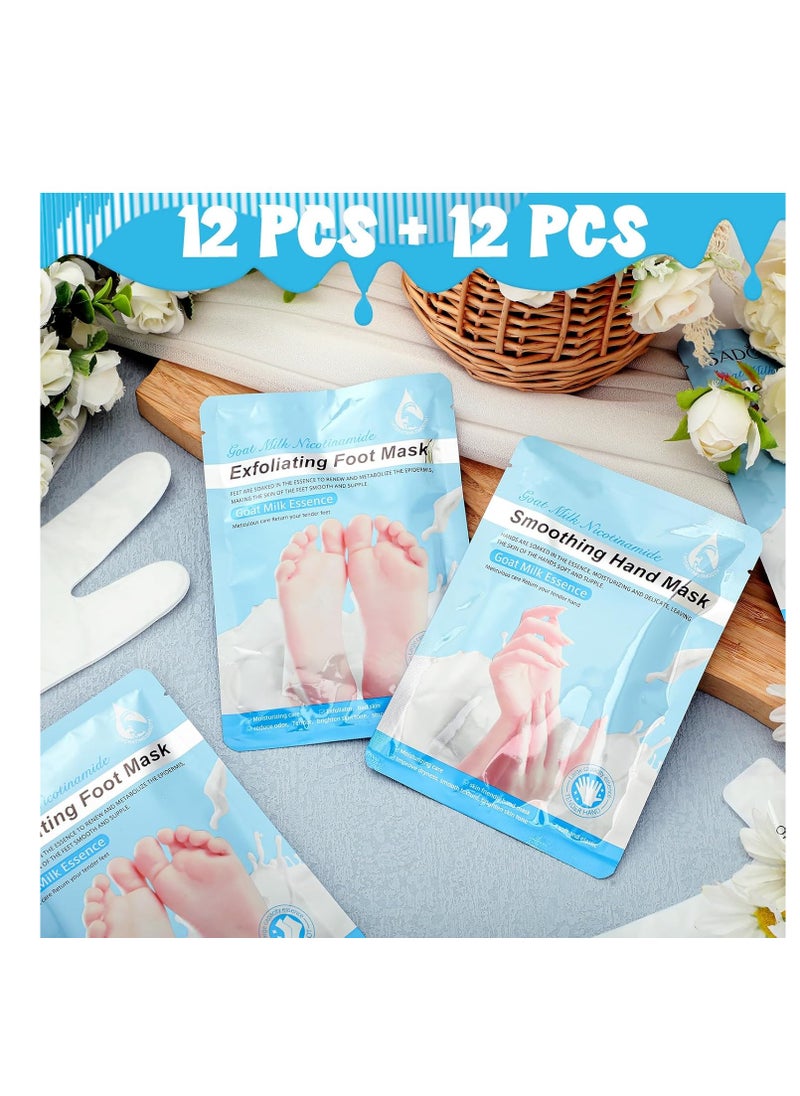 24 Pcs Moisturizing Hand and Foot Masks Hydrating Gloves Socks Masks for Dry Foot Hand Skin Gift for Women Men Soft Smooth